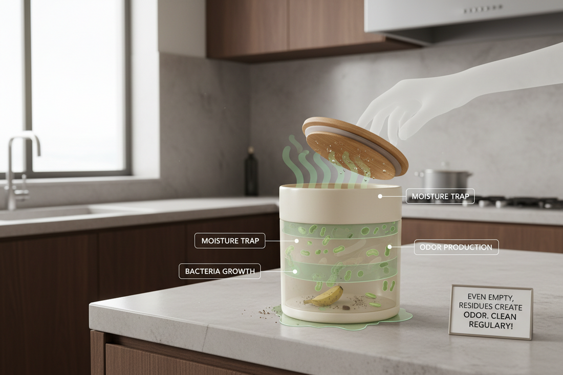 Perché il bidone dell’umido in cucina crea odori (anche quando lo svuoti spesso)